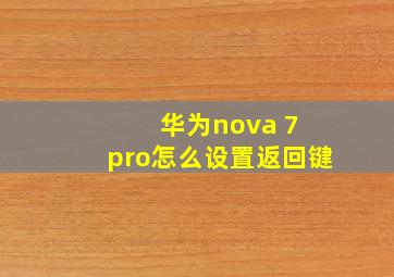 华为nova 7 pro怎么设置返回键